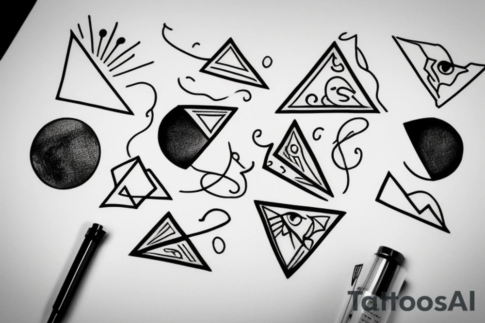 small planet in triangle tattoo idea
