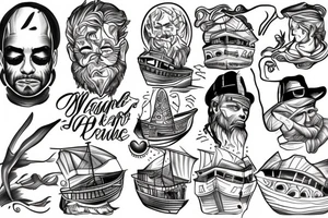 a man on a boat alone from far tattoo idea