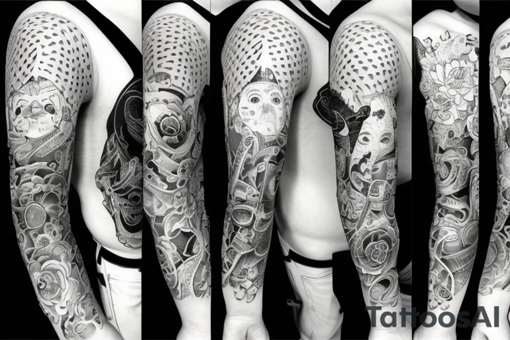 Full sleeve eyes tattoo idea