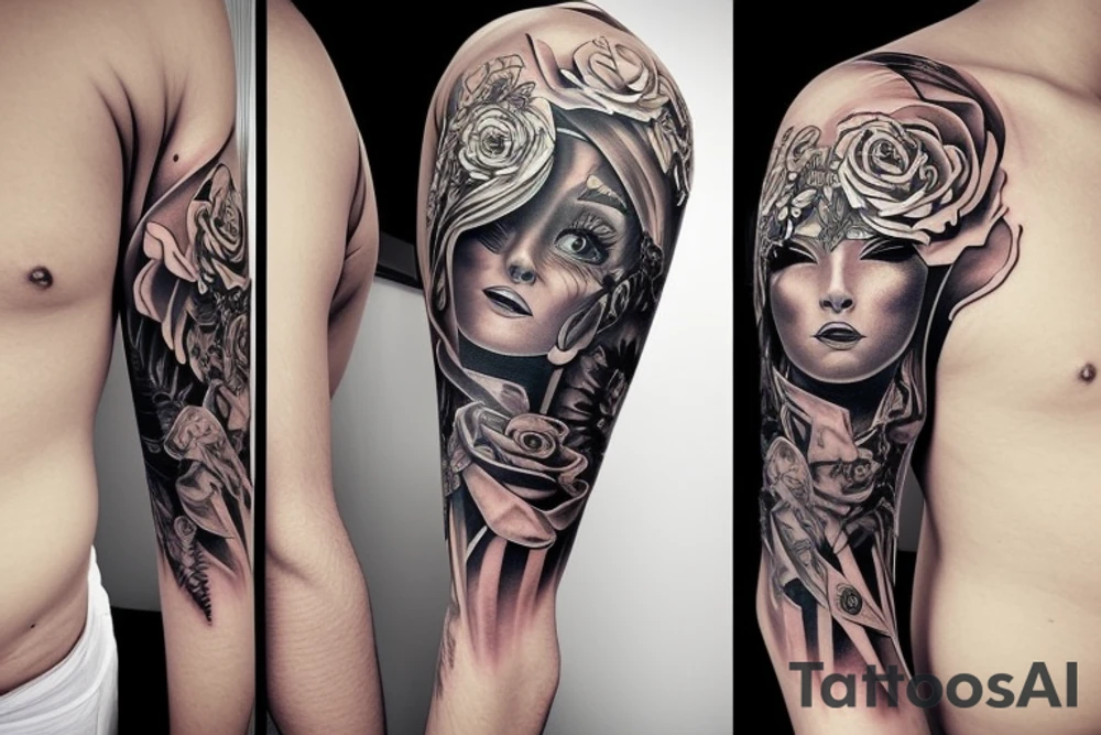 Full sleeve eyes tattoo idea