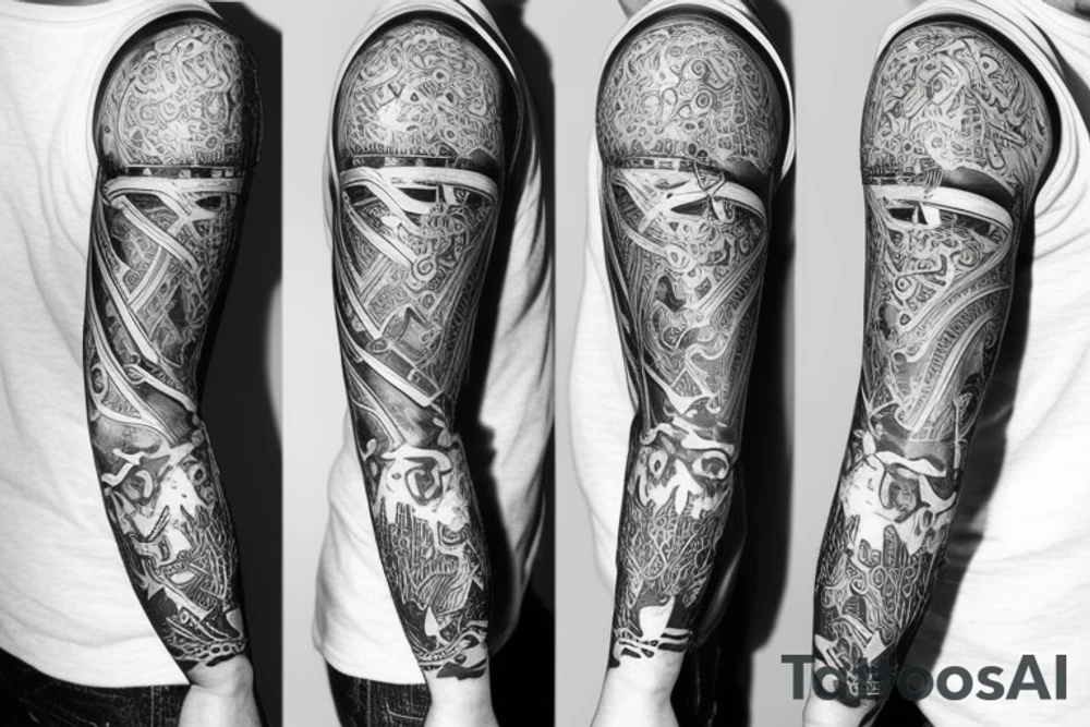 Full sleeve eyes tattoo idea