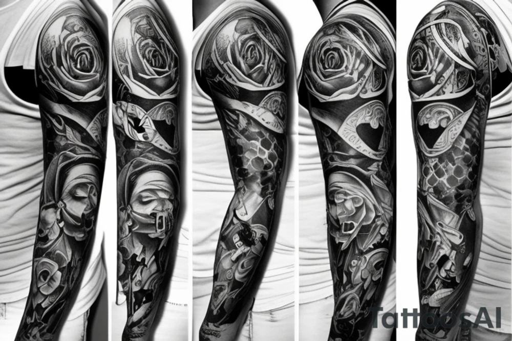 Full sleeve eyes tattoo idea