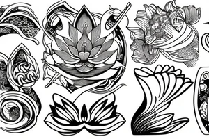 Infini, lotus, music, sea tattoo idea