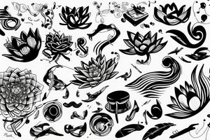 Infini, lotus, music, sea, simple tattoo idea