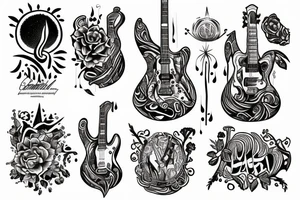 nature with a guitar and religion tattoo idea