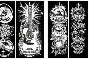 nature with a guitar and religion tattoo idea