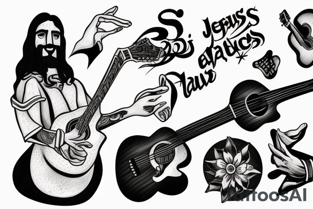 jesus playing guitar tattoo idea
