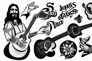 jesus playing guitar tattoo idea
