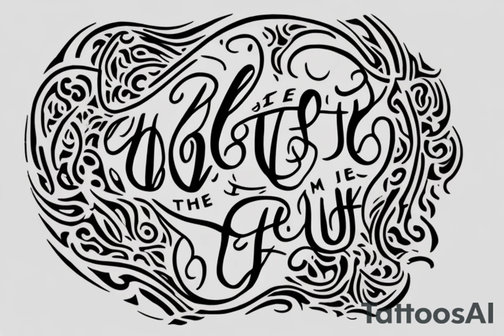 The text "Be the Master of your Life" with calligraphic lines above and in the middle. Size is 6cmx6cm, and the tattoo must be made to fit a forearm. The lines can be a bit delicate but thick enough to be read. tattoo idea