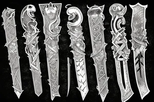 cyberpunk irish viking sword and snake tattoo idea