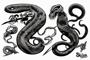 cyberpunk irish viking snake surrounding a sword tattoo idea