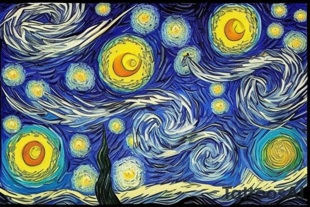 Starry Night of Van Gogh tattoo idea