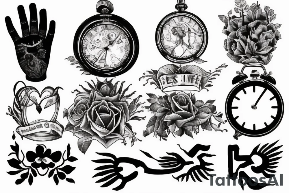 How many lies would
We have to live
Before we escape the hands
The hands of time
That stole our best years tattoo idea