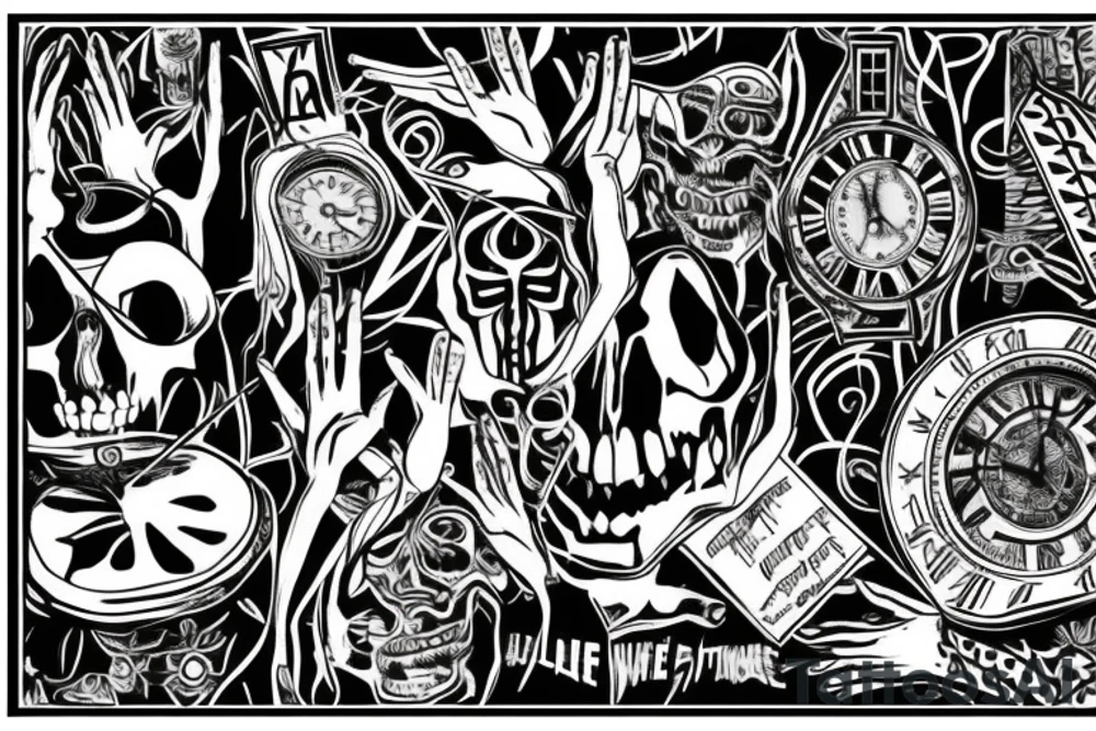 How many lies would
We have to live
Before we escape the hands
The hands of time
That stole our best years tattoo idea