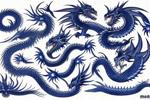 blue, dragon, japan, trible tattoo idea