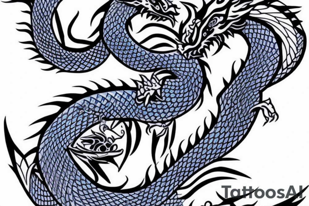 blue, dragon, japan, trible tattoo idea