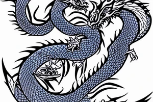 blue, dragon, japan, trible tattoo idea