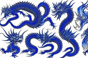 blue japanese dragon large outline tattoo idea