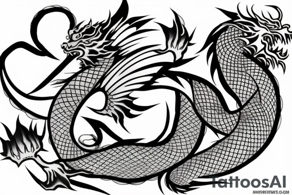 japanese dragon large outline tattoo idea