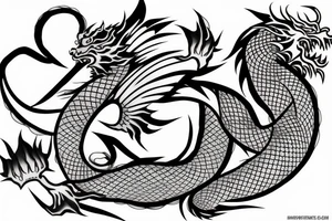 japanese dragon large outline tattoo idea