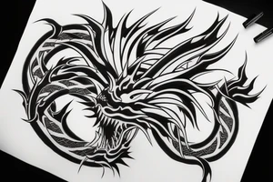 japanese dragon large outline tattoo idea