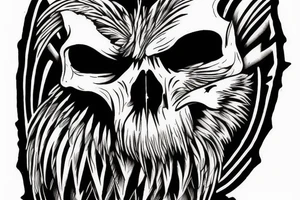 Fierce-looking hawk holding skull in talon. tattoo idea