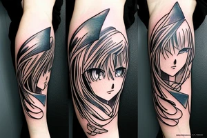 Anime girl with Swords tattoo idea