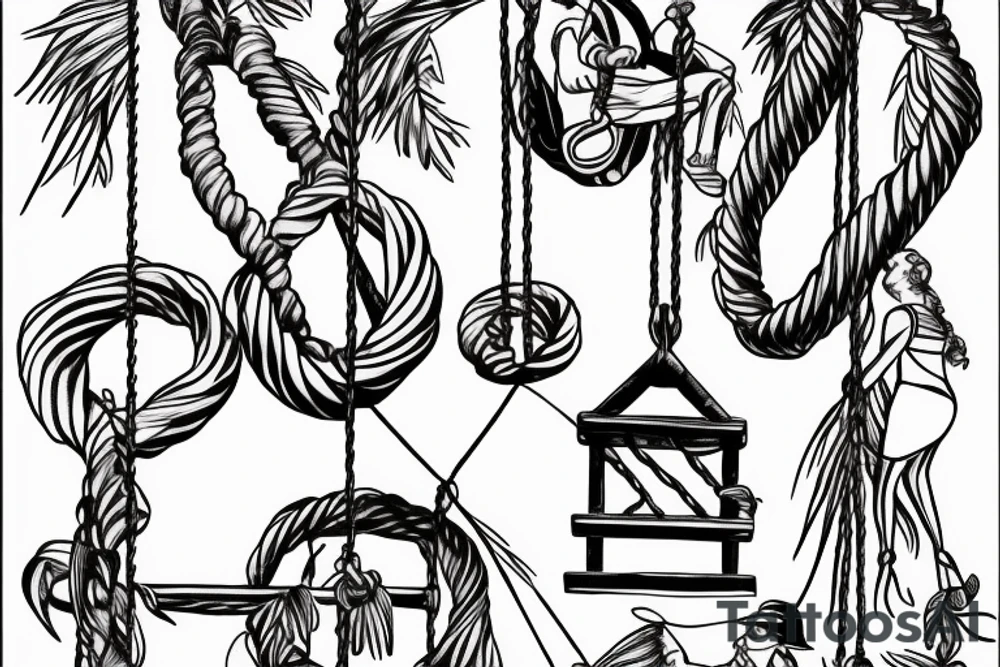 A swing hanging with dates 1930 1932 1933 as the ropes tattoo idea A swing hanging with dates 1930 1932 1933 as the ropes tattoo idea