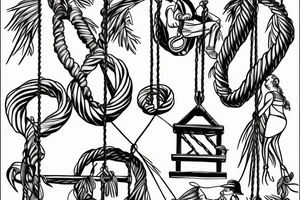 A swing hanging with dates 1930 1932 1933 as the ropes tattoo idea