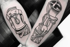 A swing hanging with dates 1930 1932 1933 as the ropes tattoo idea