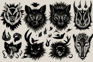 Animal gathering in darkness - simple tattoo idea