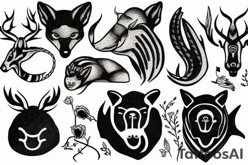 Simple animals in darkness - not very good tattoo idea