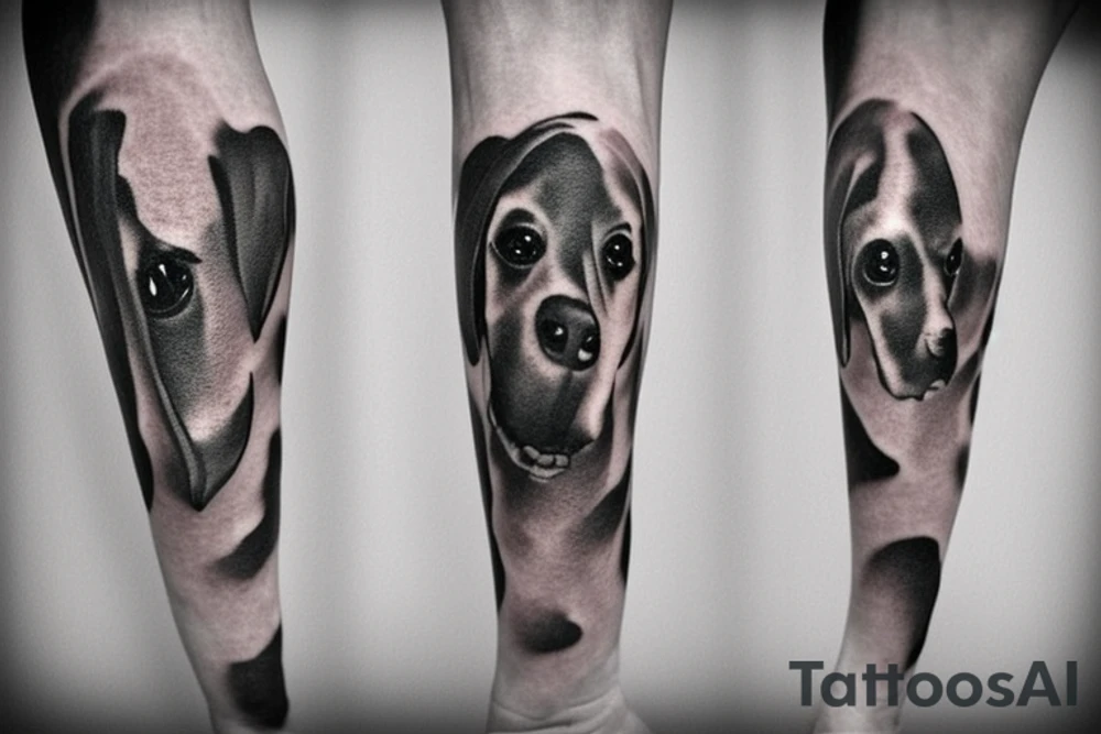 Sleeve tattoo just below the calf muscle. It should include a tribute to my dog Amy. She was a shorthaired pointer. Subtle reference to shedding religion. Discovering who I really am. A new person. Happier. Better. tattoo idea