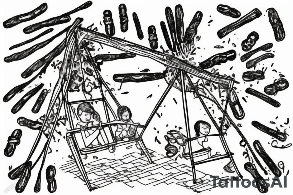 A swing hanging with dates birth years on it tattoo idea A swing hanging with dates birth years on it tattoo idea