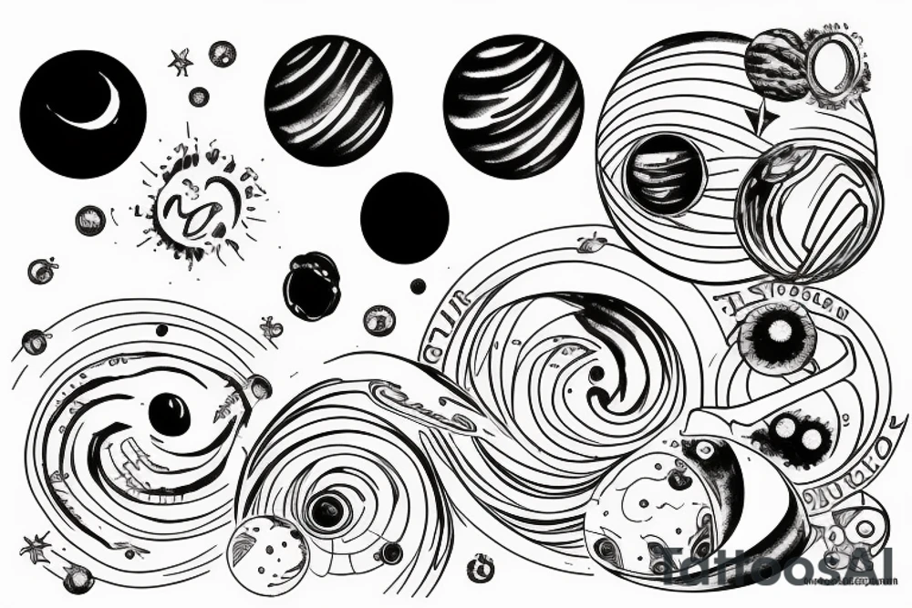 solar system circle tattoo idea