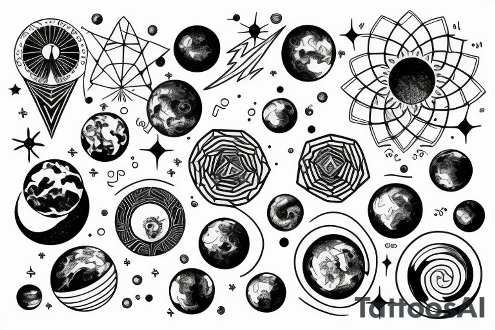 solar system geometric tattoo idea