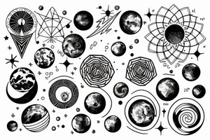 solar system geometric tattoo idea
