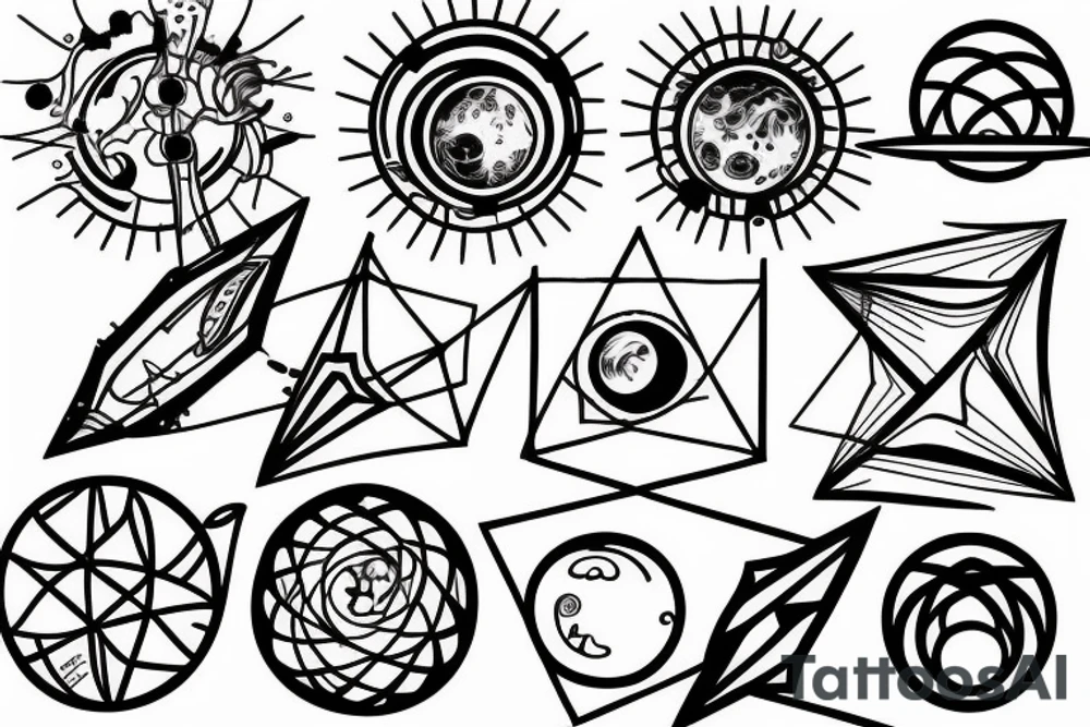 solar system geometric tattoo idea