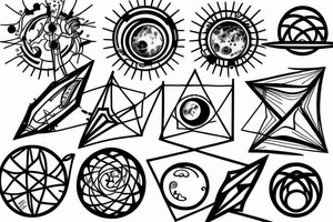 solar system geometric tattoo idea