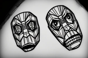 Robot face with mouth covered on barbed wires tattoo idea