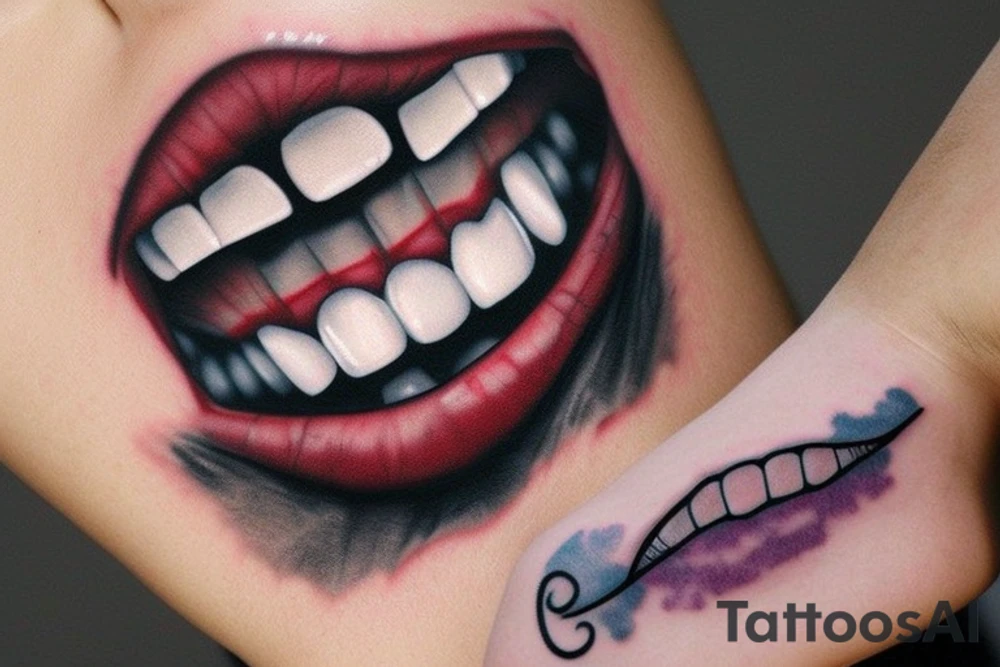 vampire teeth wound tattoo idea