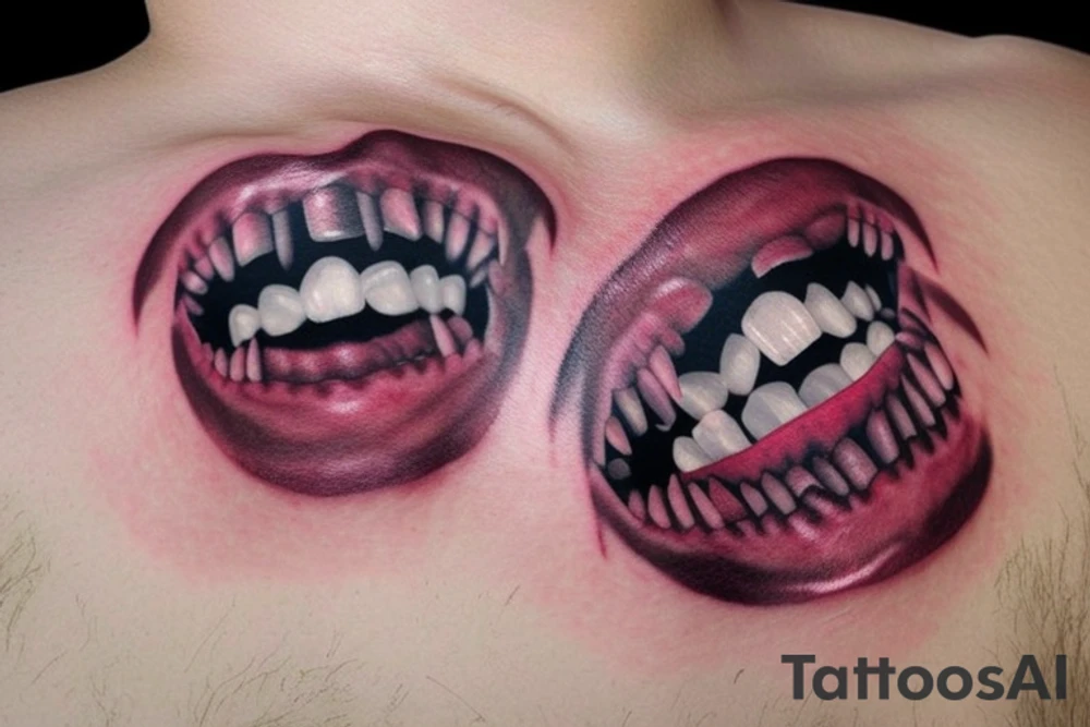 vampire teeth wound tattoo idea
