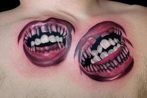 vampire teeth wound tattoo idea
