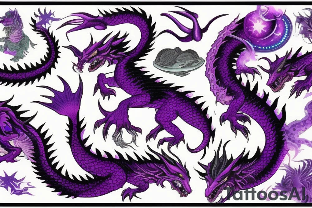 Purple space dragon tattoo idea