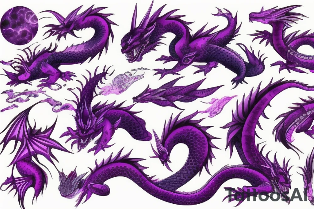 Purple space dragon tattoo idea