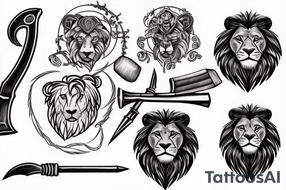 lion with a warhammer tattoo idea