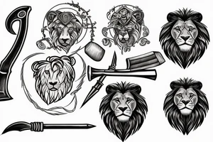 lion with a warhammer tattoo idea