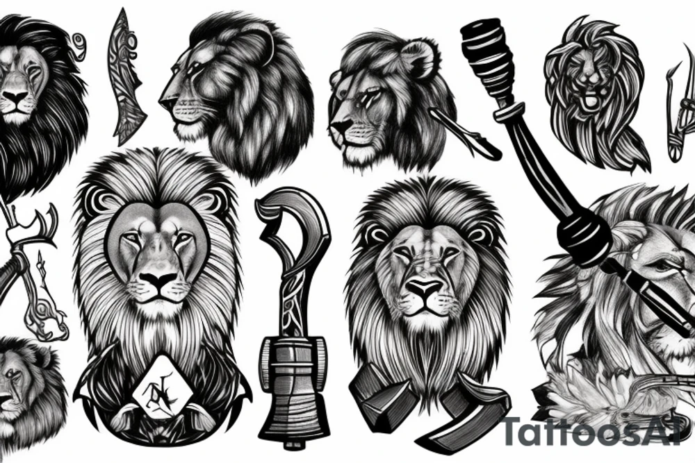 lion with a warhammer tattoo idea