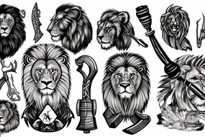 lion with a warhammer tattoo idea