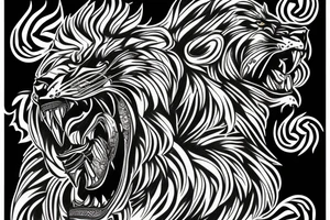 lion roaring metal tattoo idea